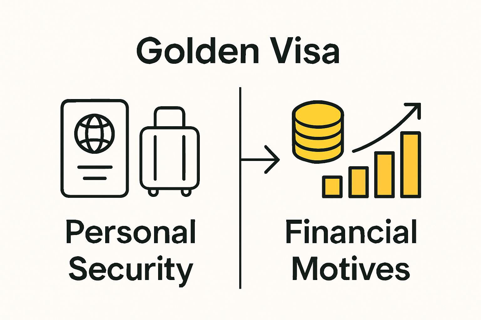 Infographic showing security and financial motives for Golden Visas