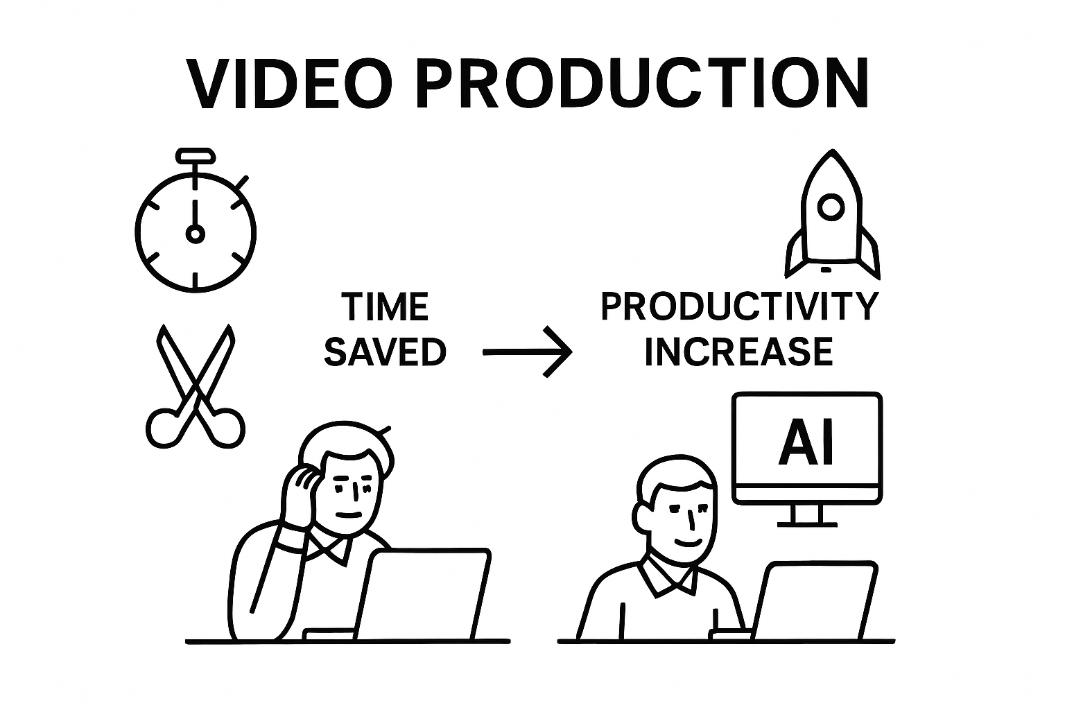 Infographic comparing traditional vs AI video productivity