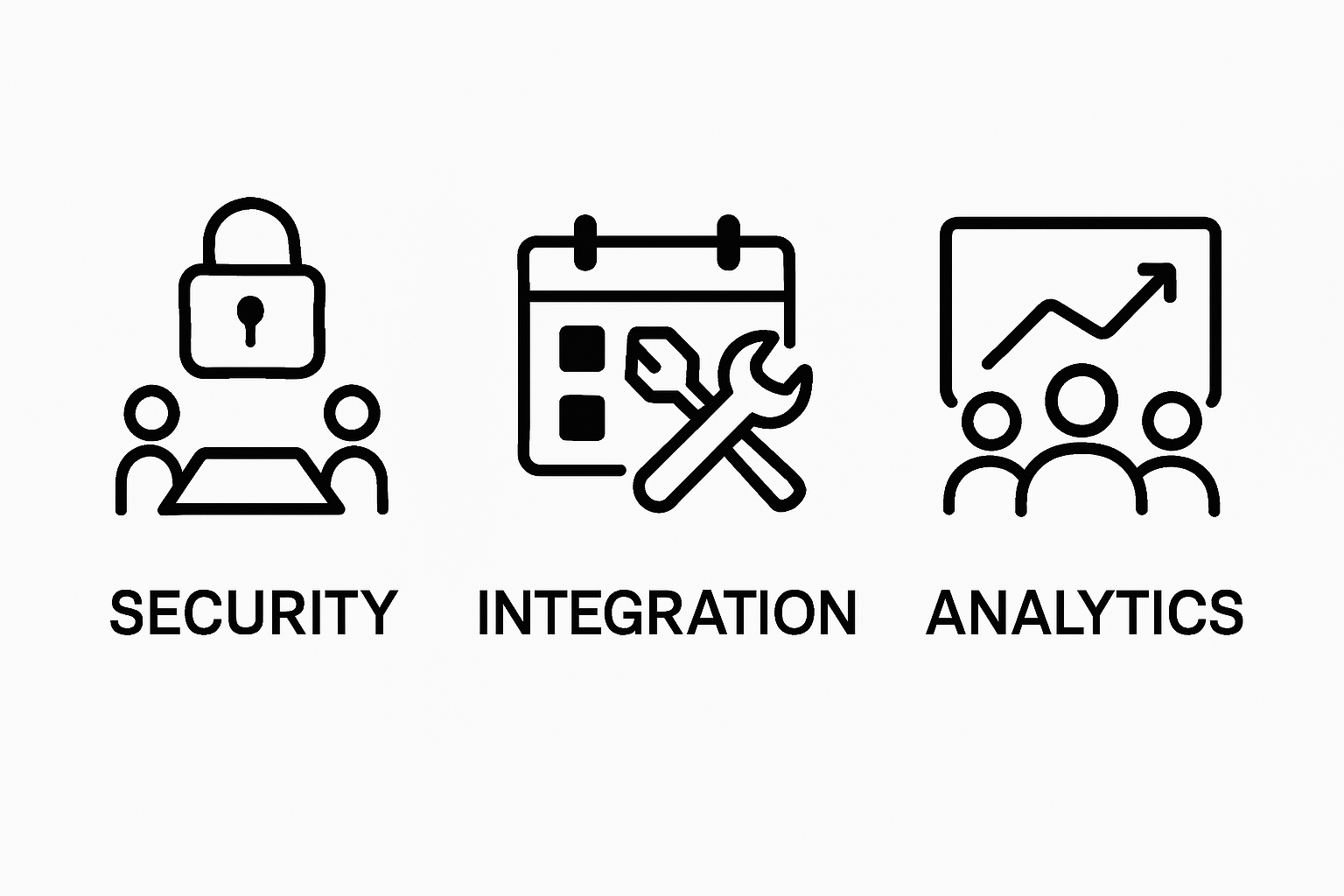 Three icons visualizing video platform categories