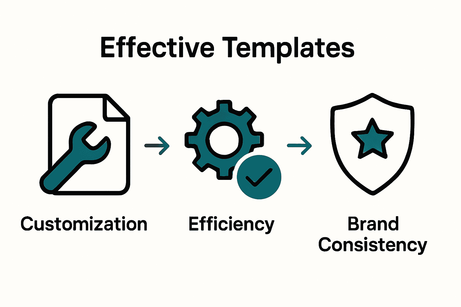 Infographic showing video template features: customization, efficiency, and brand consistency.