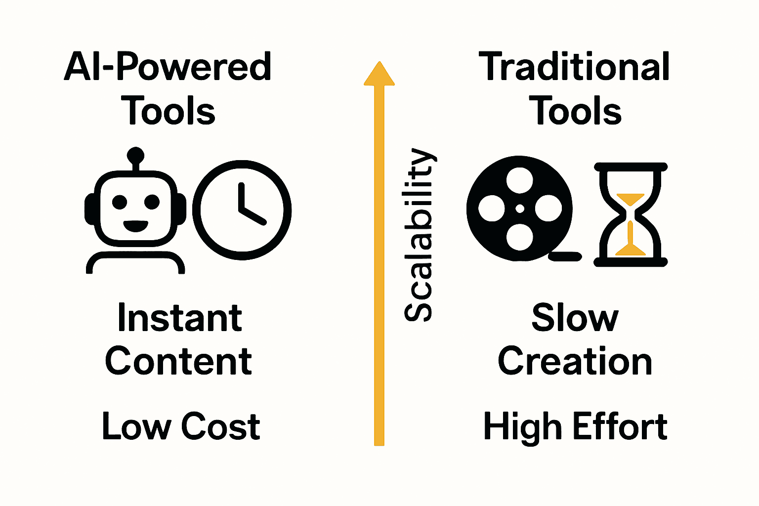 Infographic comparing AI-powered vs traditional video tools