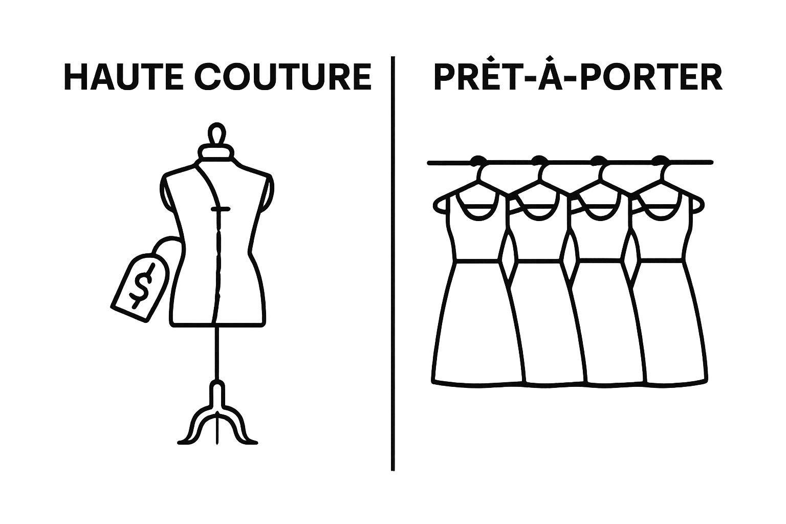 Haute couture and prêt-à-porter visual fashion comparison