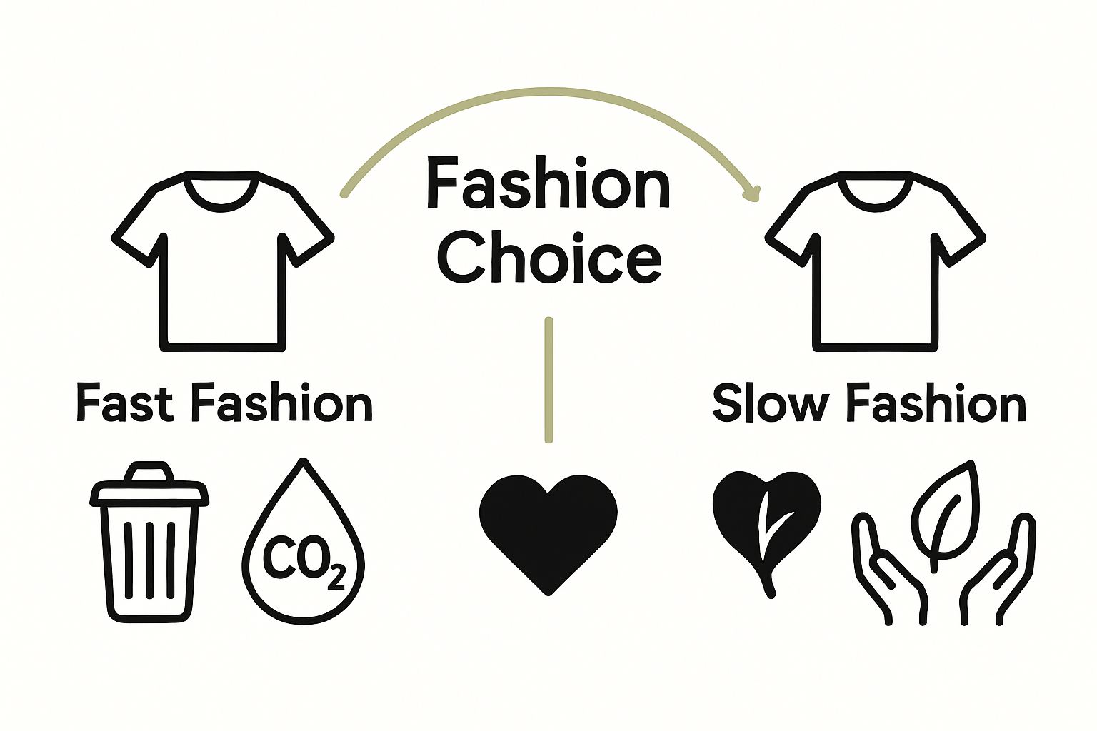 Infographic comparing fast fashion and slow fashion impacts