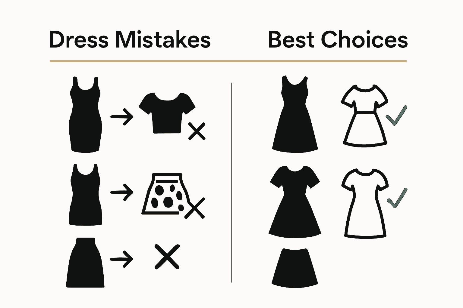 Infographic comparing best and worst dress styles for pear shapes
