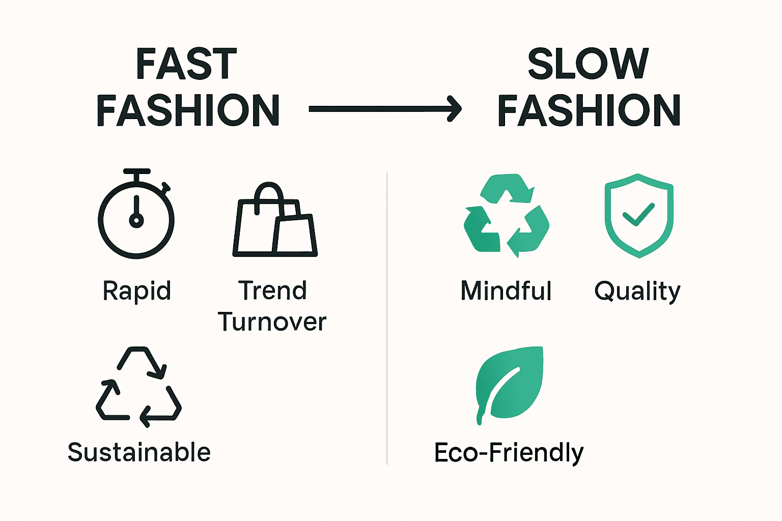 Comparison of fast fashion and slow fashion practices infographic