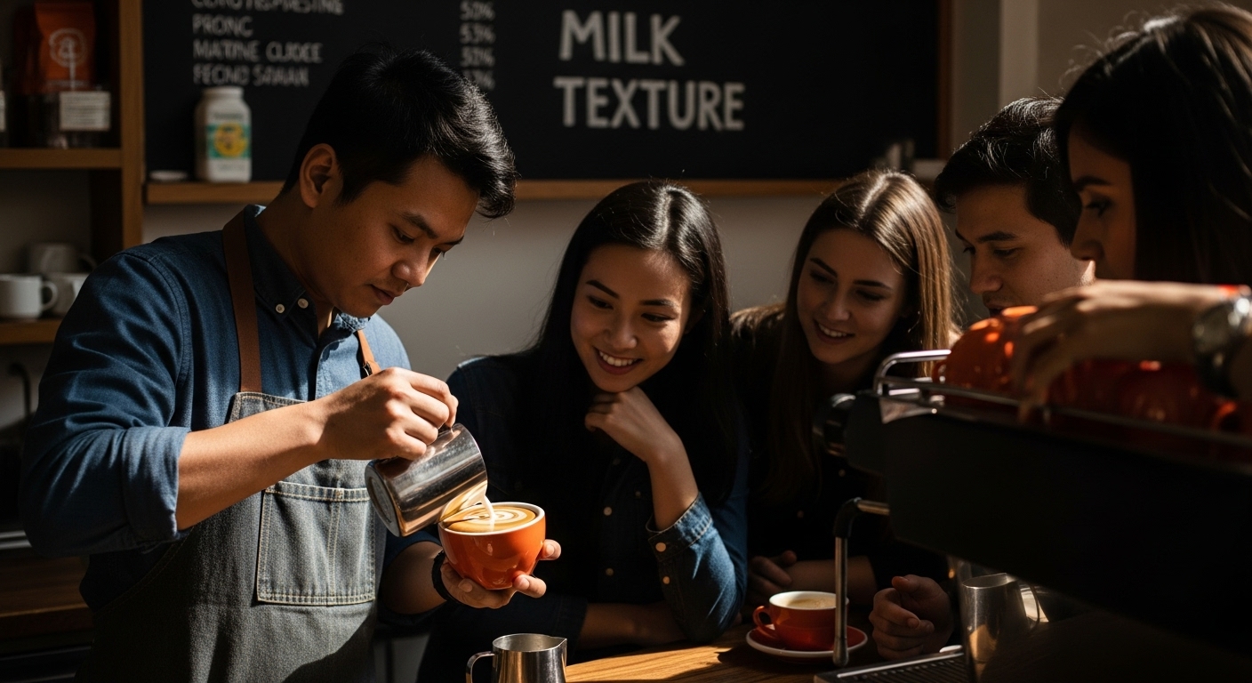 coffee shop milk frothing
