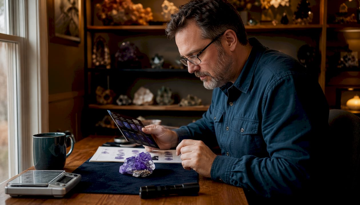 Canadian collector verifying Chinese fluorite purchase documents