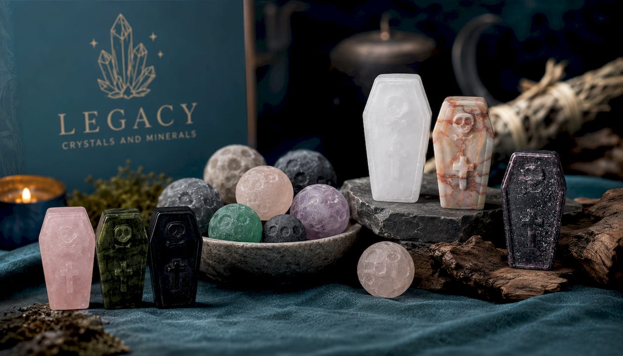 Crystal Coffin Carvings - small - 2" x 1" - choose your mineral