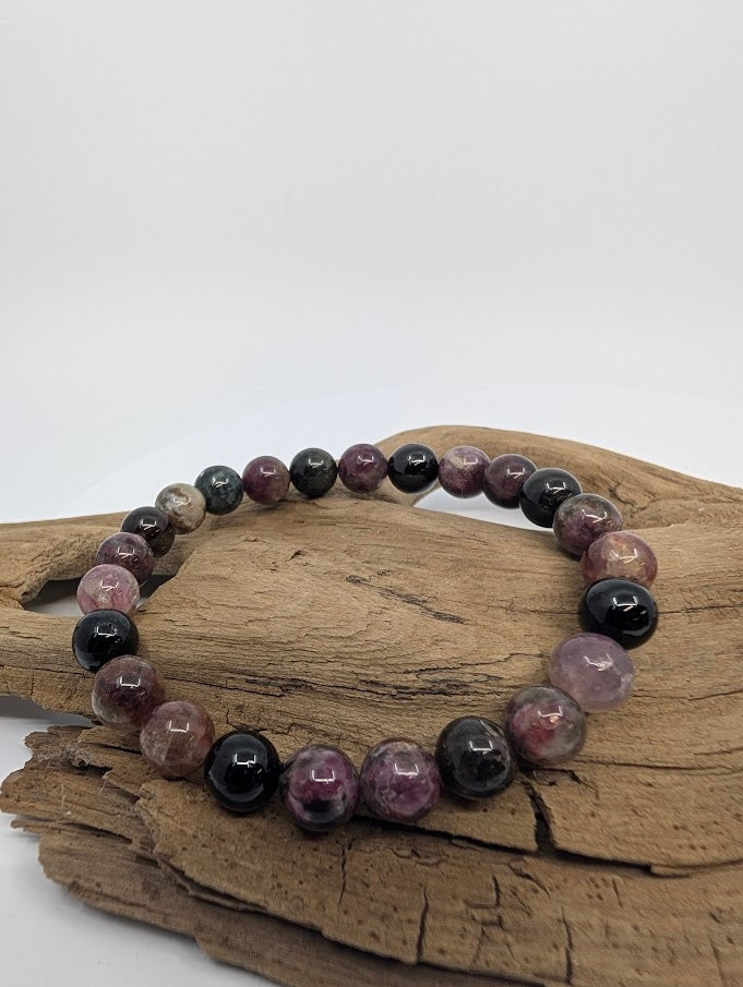 Watermelon Tourmaline Bracelet – 8mm Polished Round Beads