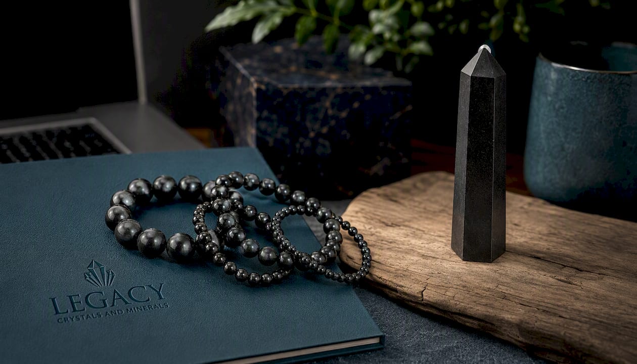 Shungite Bracelet – 7mm, 8mm & 14mm Polished Round Beads