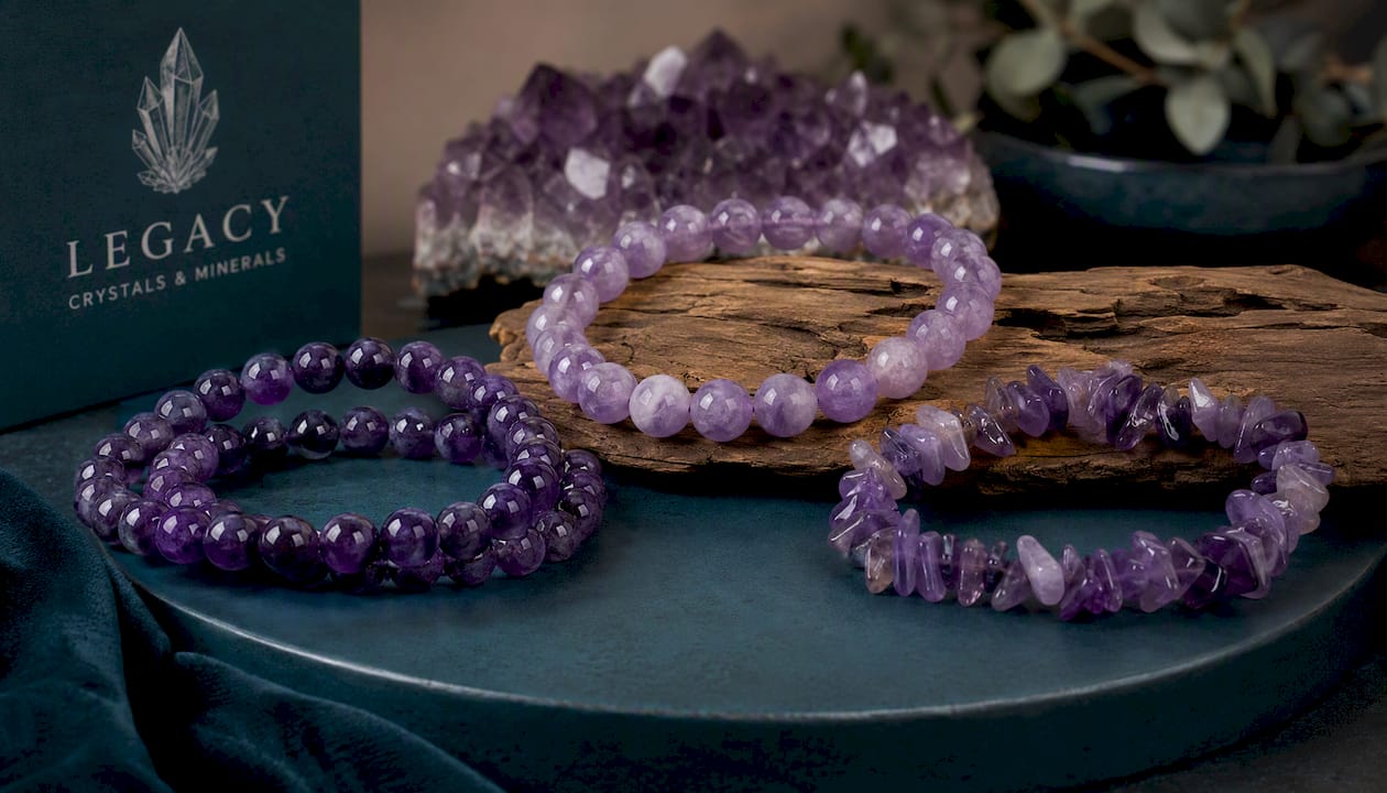 Deep Purple Amethyst Bracelet — 6mm & 8mm Beads
