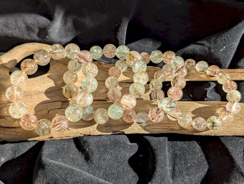 Black & Red Copper Rutile Quartz Bracelet - HQ - 8mm to 15mm