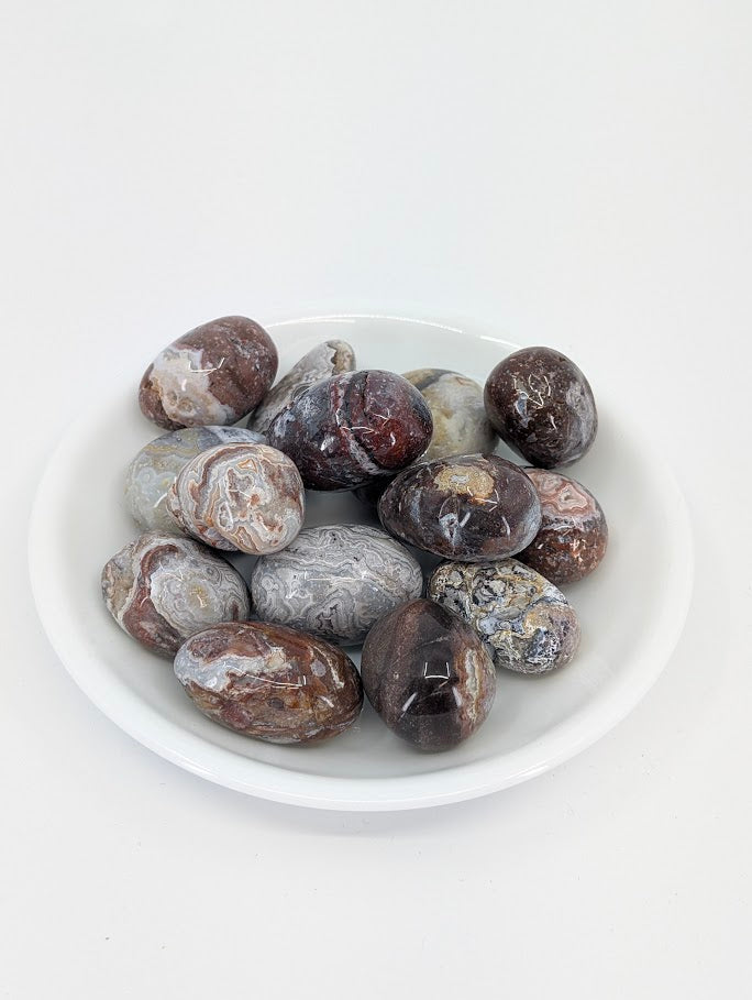 Mexican Lace Agate Tumbled Stone — A Grade