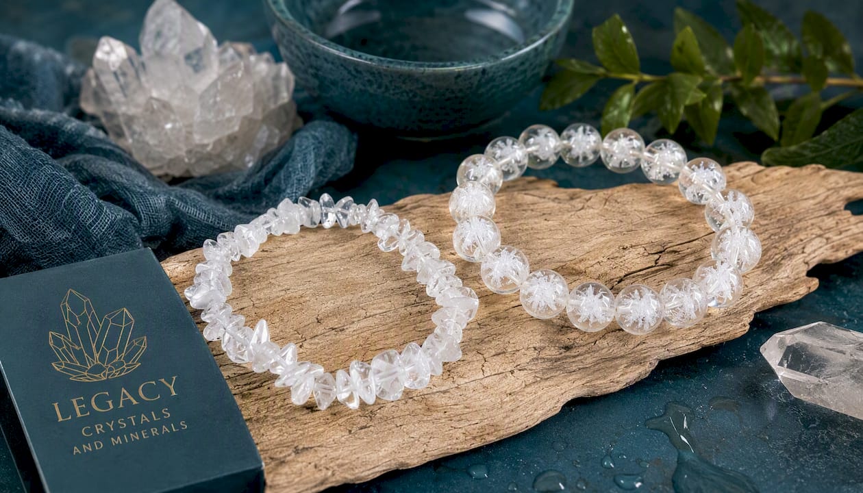 Clear Calcite Chip Bracelet – Natural Translucent Stone