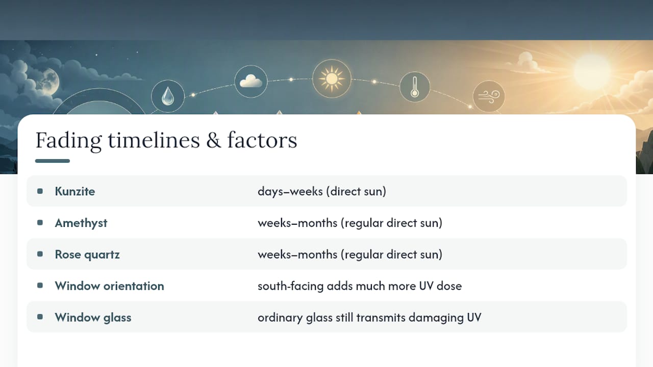 How much sun does it actually take to fade a crystal? — overview diagram