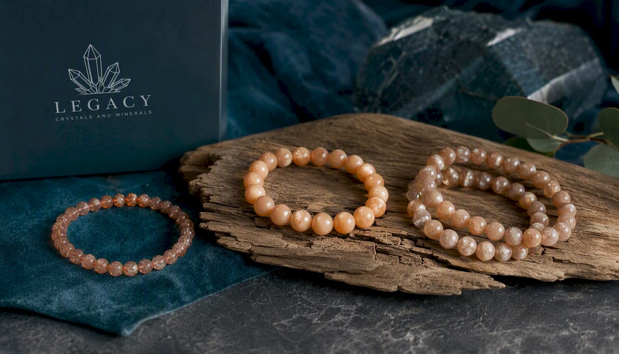Golden Sunstone Bracelet AA – 6mm Premium Aventurescent Feldspar Beads