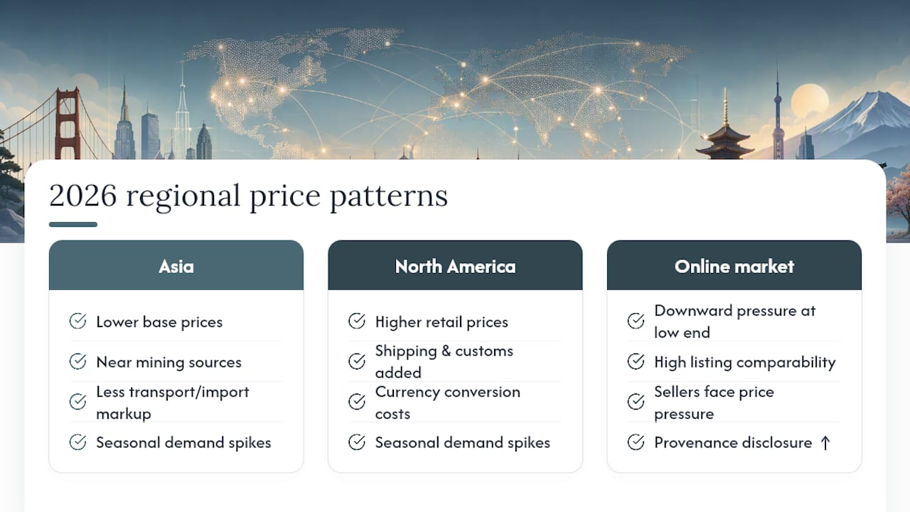 Diagram of regional and seasonal price variations for crystal bracelets
