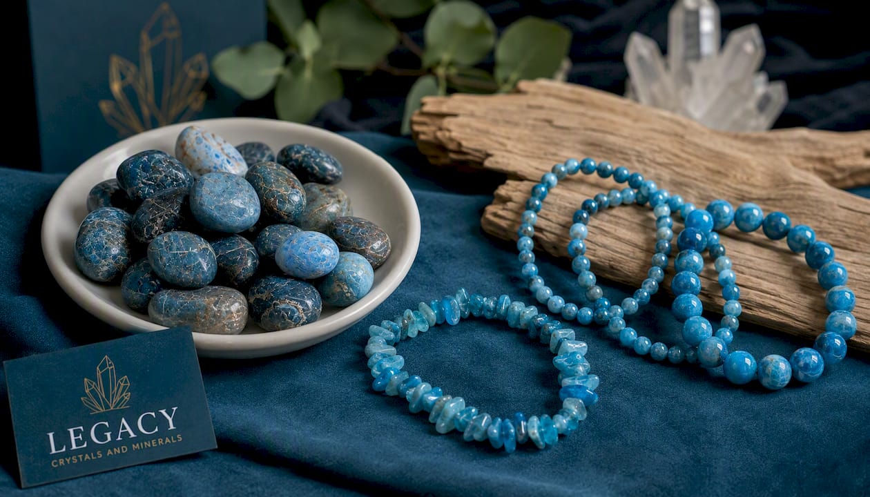 Blue Apatite Tumbled Stone — A Grade