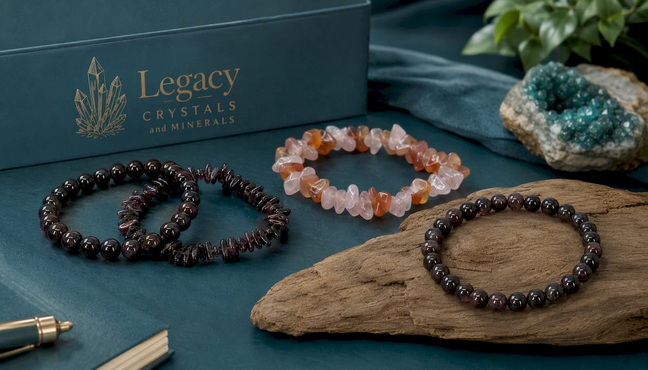 Garnet with Astrophyllite Bracelet – 6mm & 8mm Natural Mineral Mix