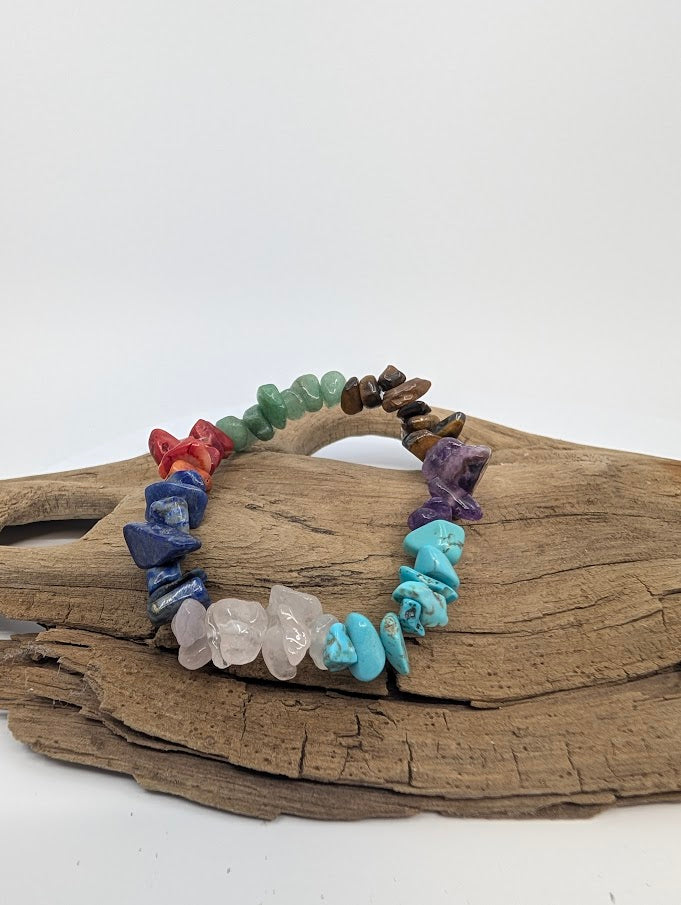 Mixed Crystal Chip Bracelet — Chakra Spectrum