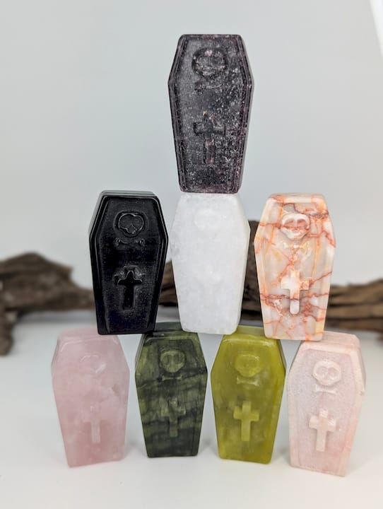 Crystal Coffin Carvings - small - 2" x 1" - choose your mineral