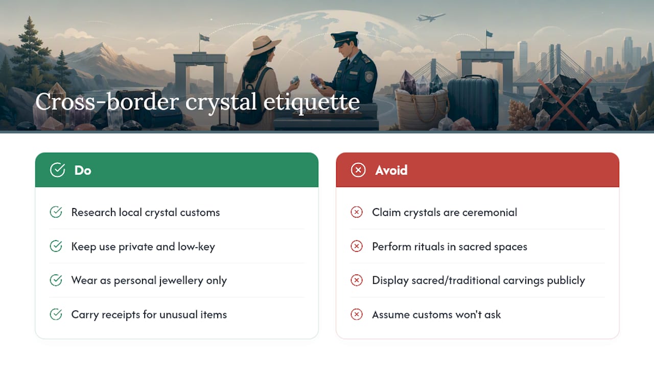 Crystals and local customs: what to know before you cross a border — overview diagram