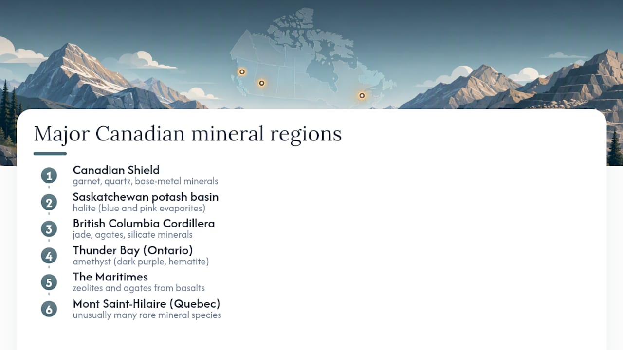 Canadian mineral regions and specimen types