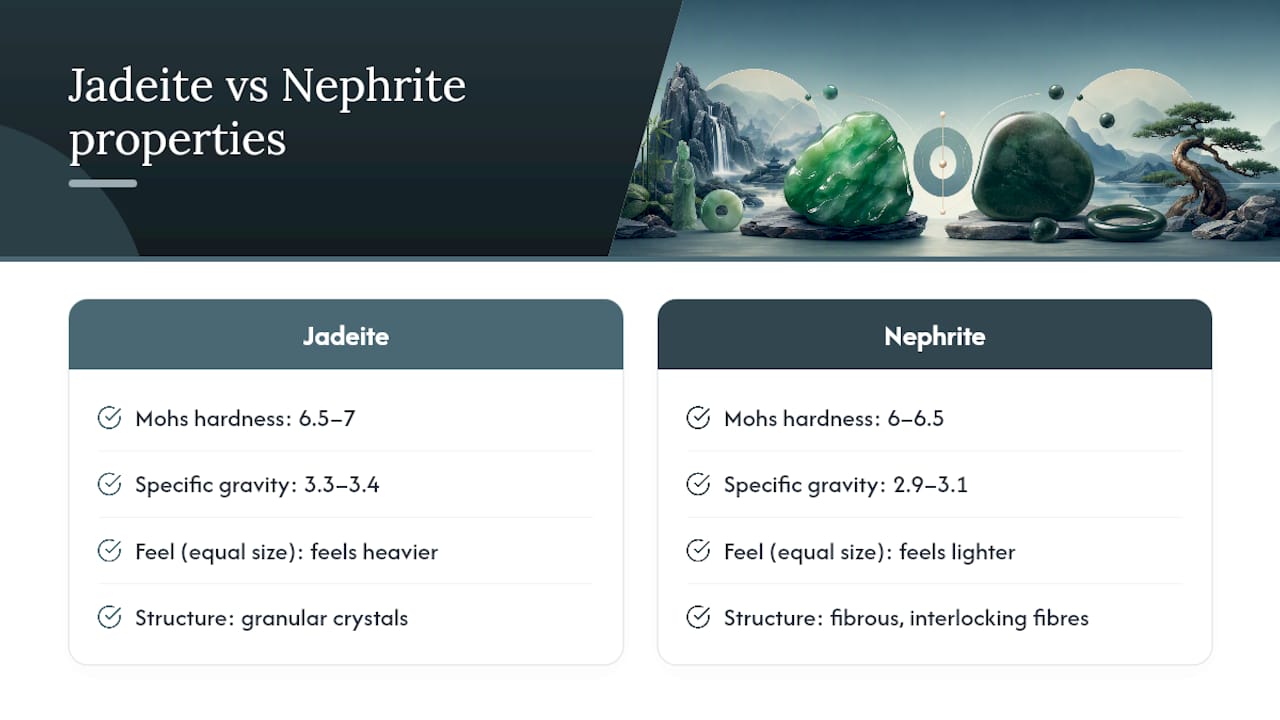 Jadeite and nephrite hardness density comparison