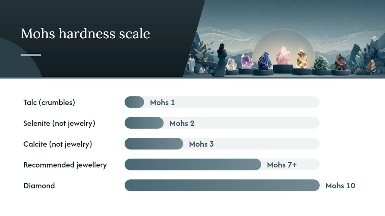 Mohs hardness scale for crystal durability