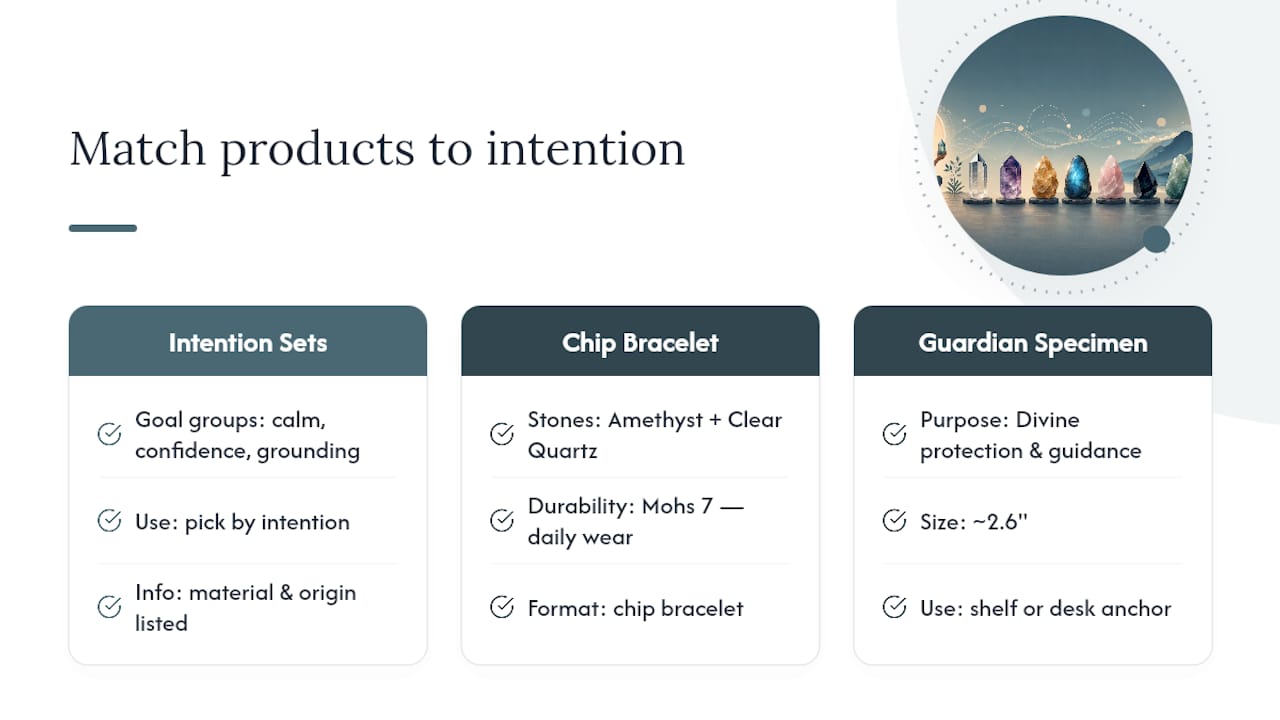 Which Legacy Crystals and Minerals pieces fit these picks? — overview diagram
