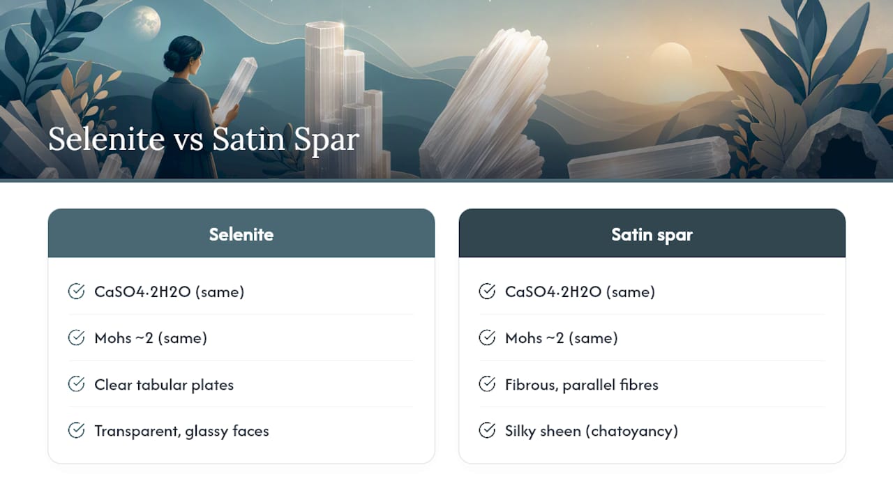 Selenite and satin spar comparison
