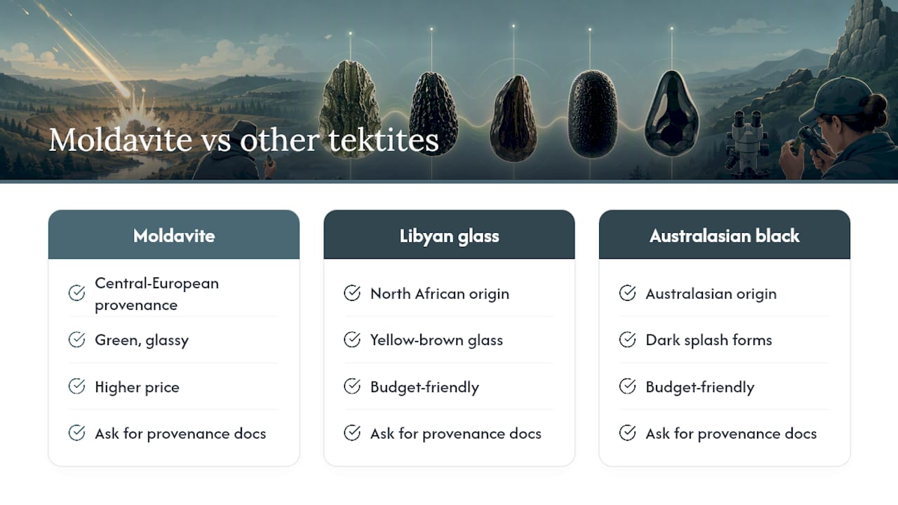 Comparison of moldavite and other tektites