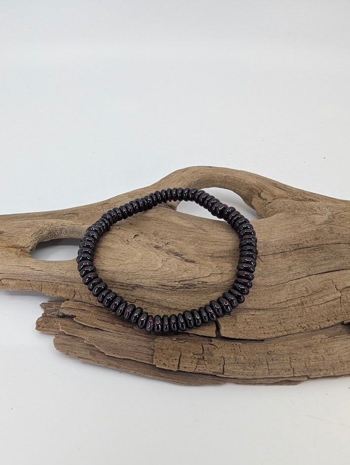 Garnet Rondelle Bracelet — 5.5 mm Heishi (Deep Almandine)