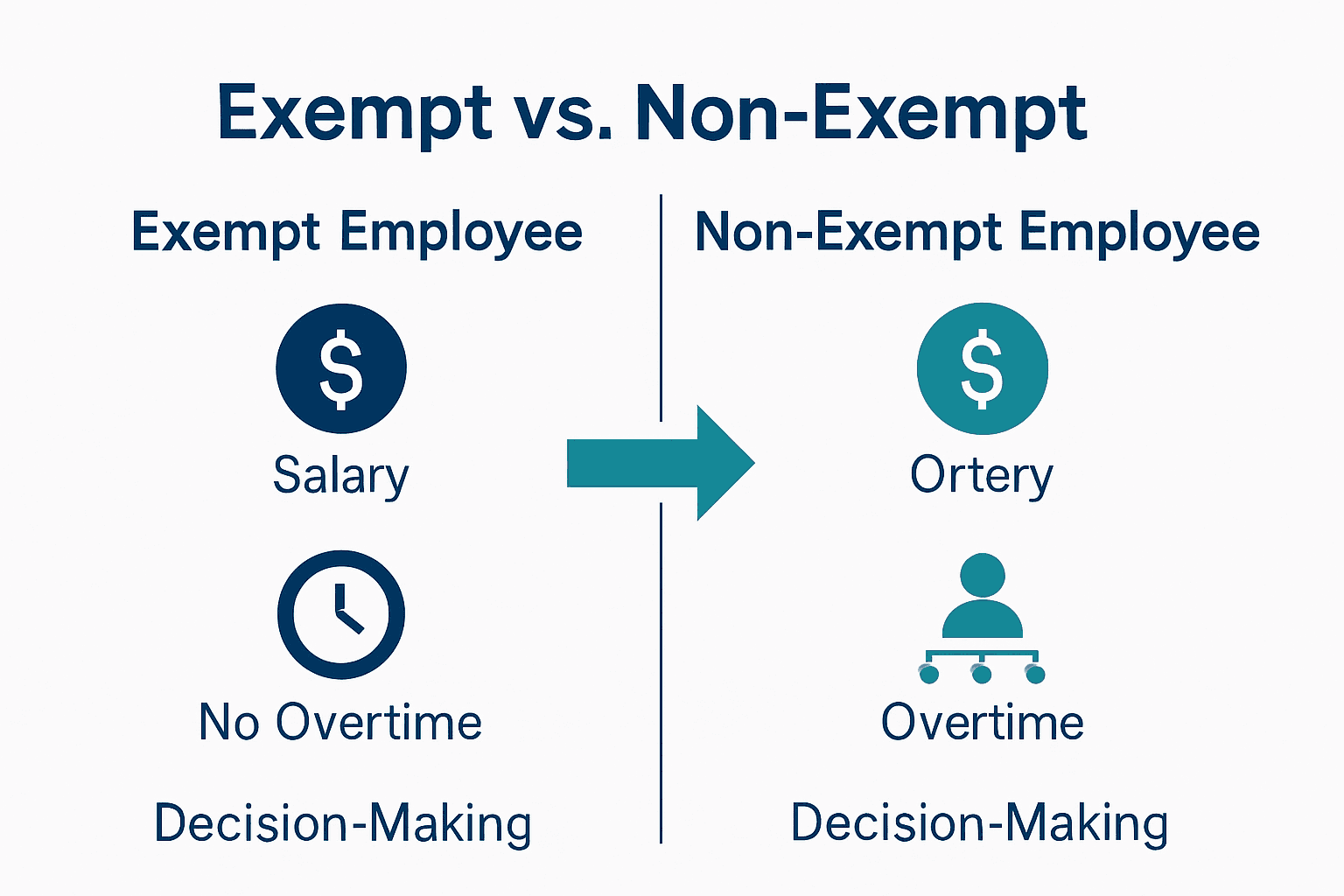 Comparison of exempt and non-exempt employee criteria with icons
