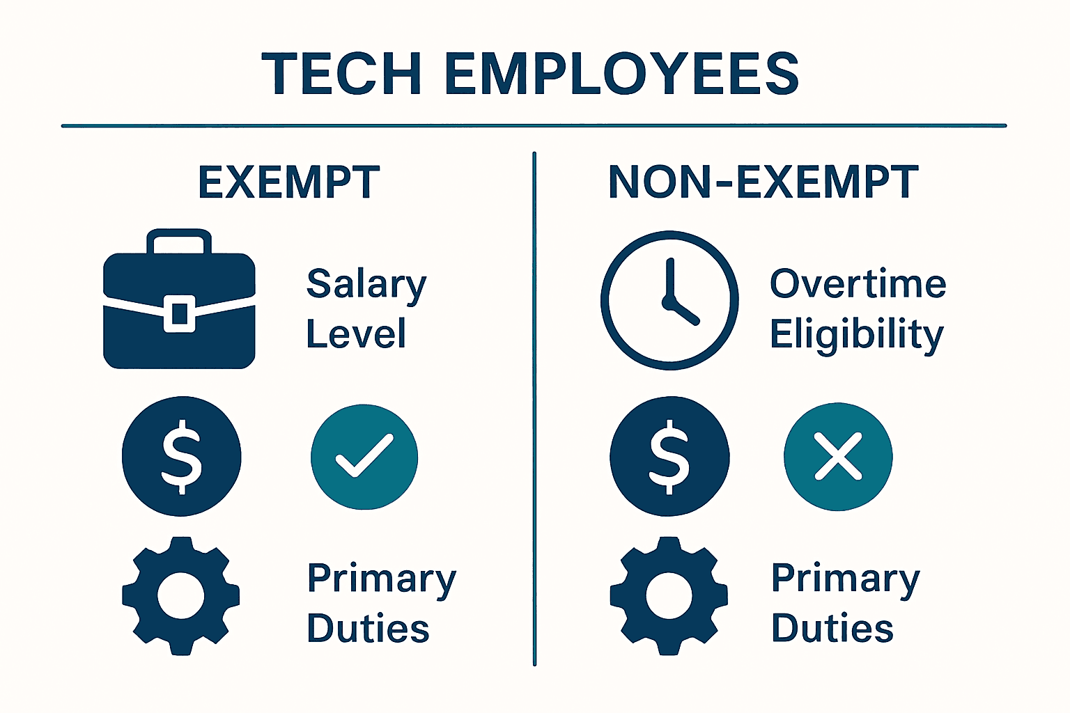 Infographic comparing exempt vs non-exempt tech roles