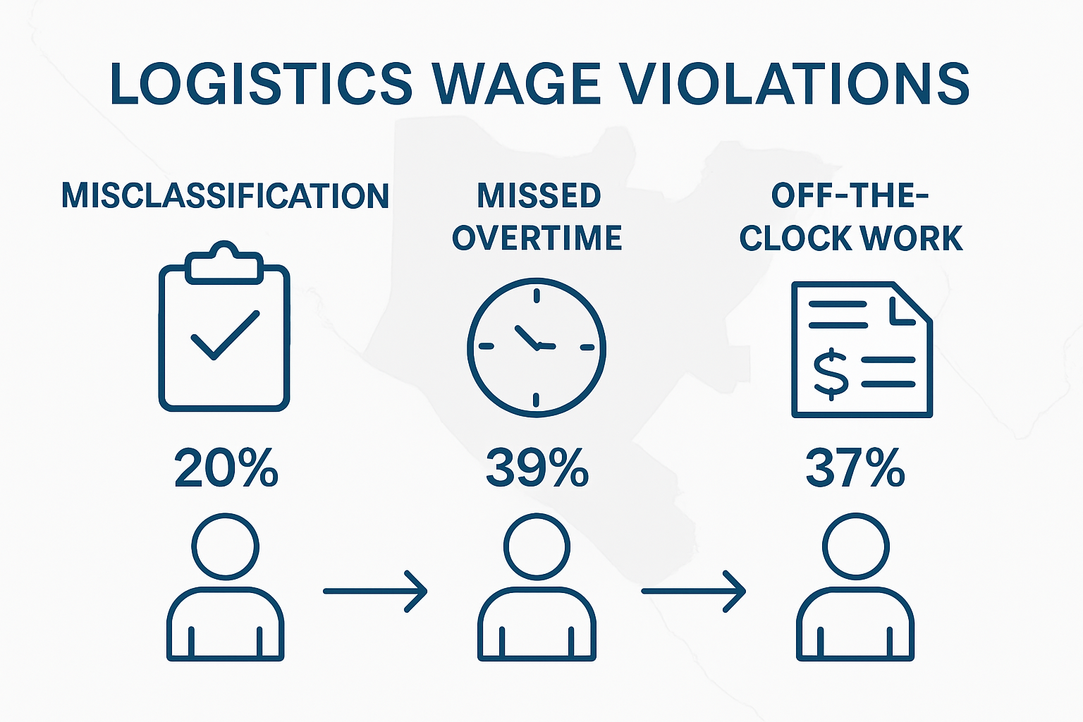 Infographic comparing logistics wage violations