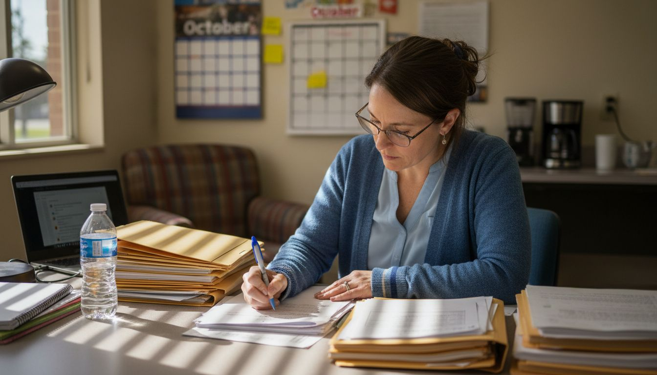 Educator documenting accommodations in school office