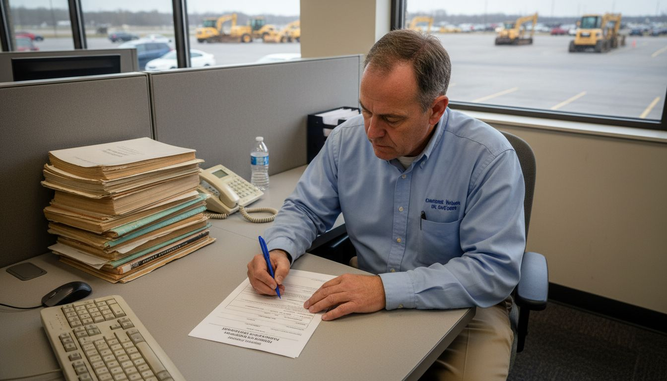 Employee filling out workplace accommodation paperwork