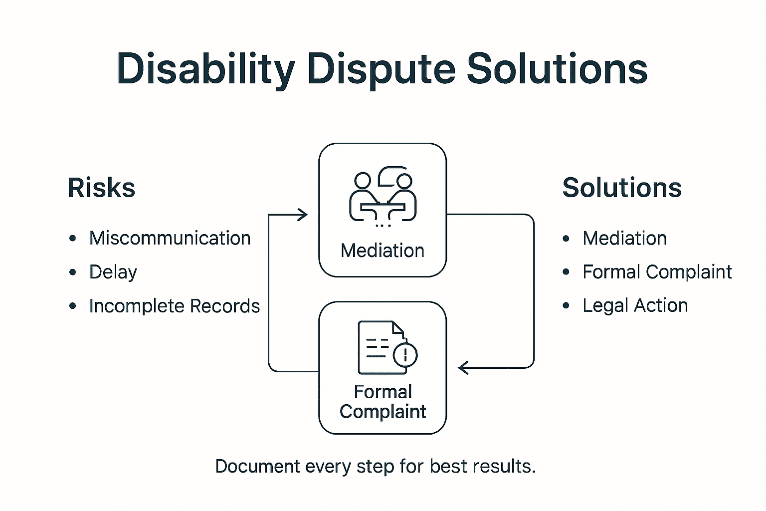 Infographic summarizing disability dispute resolution options