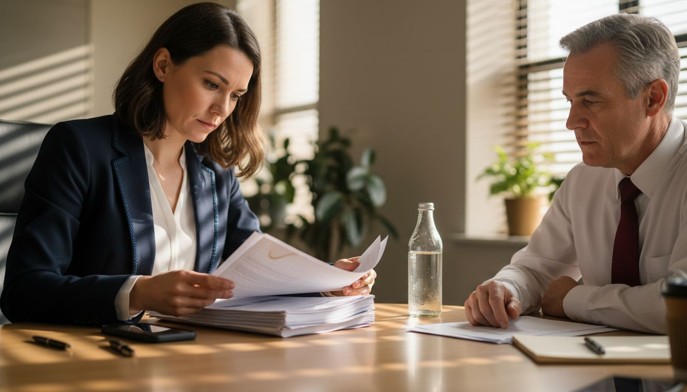 HR manager reviewing performance documents