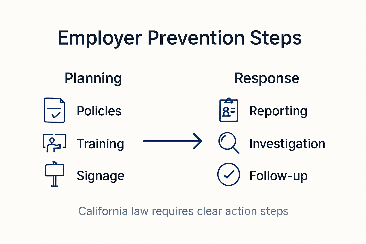Infographic illustrating employer prevention steps