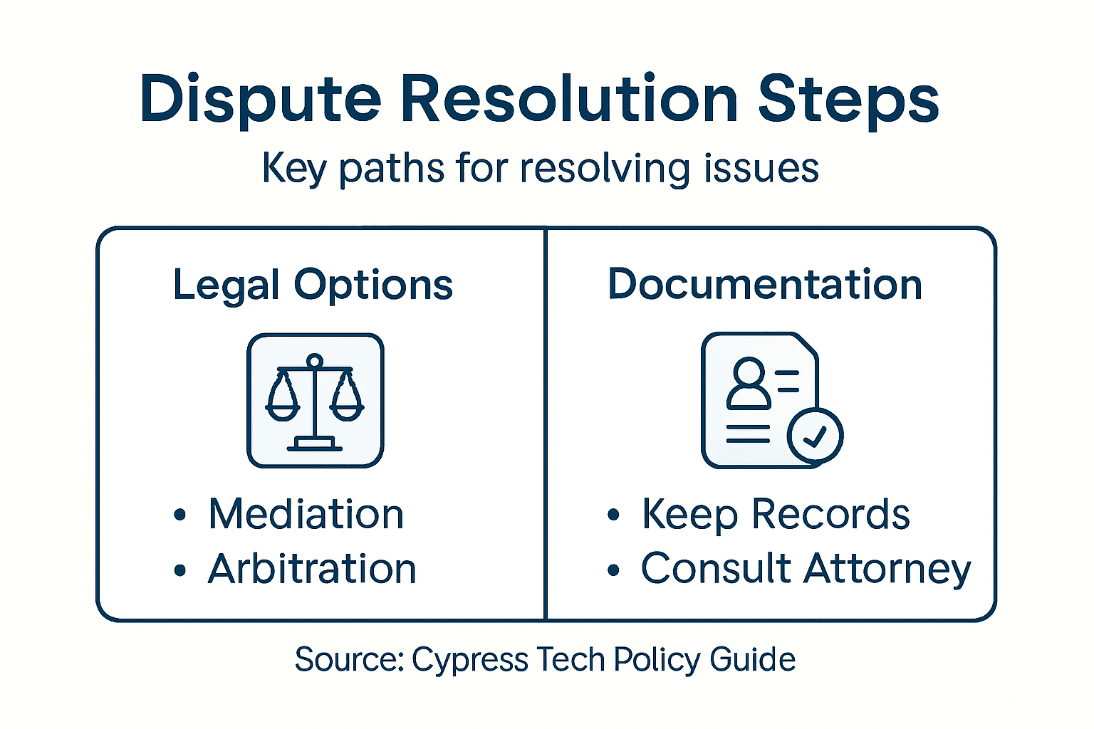 Infographic visualizing dispute resolution steps