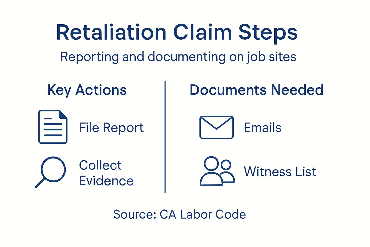 Infographic outlining retaliation claim steps