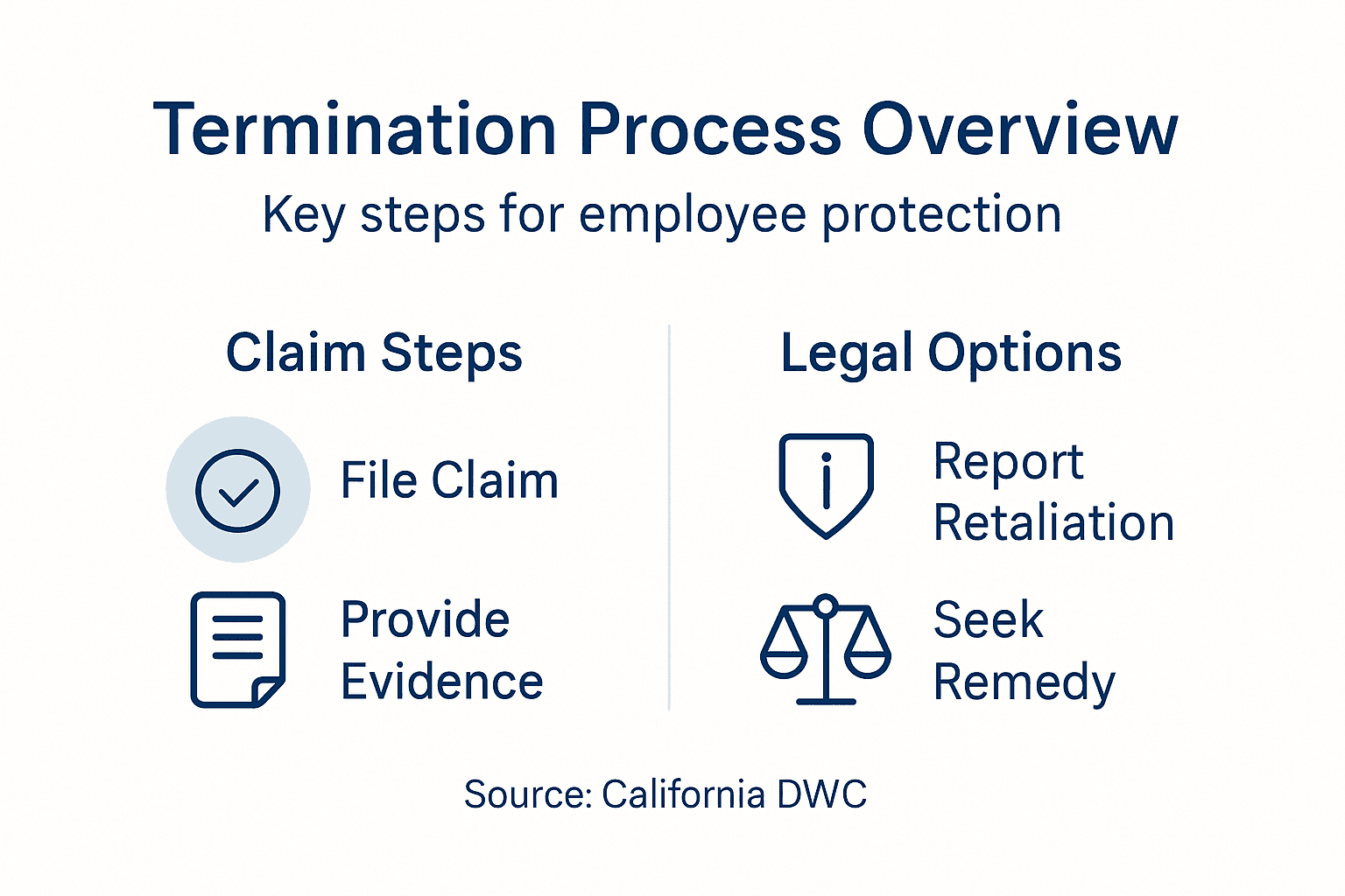 Simple infographic on wrongful termination process