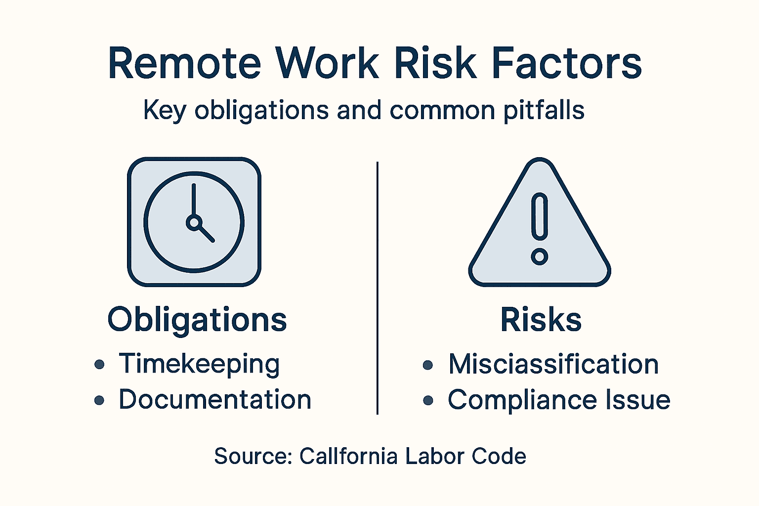 Infographic on remote work risks and obligations