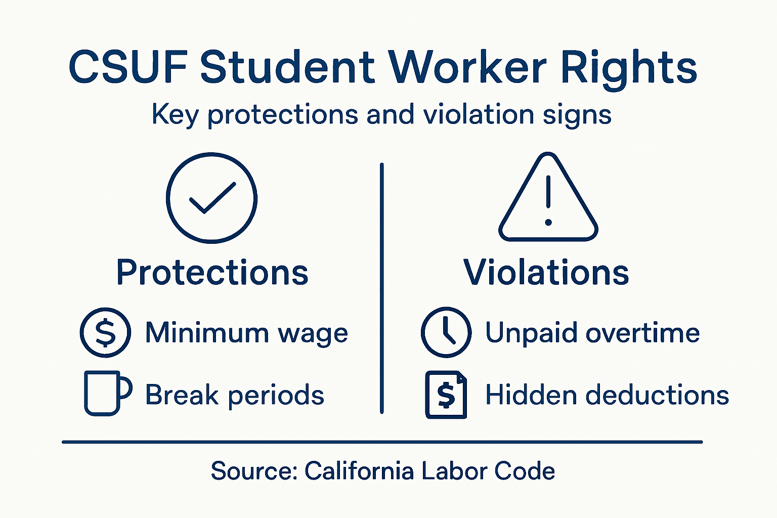 Infographic showing rights and key wage violations