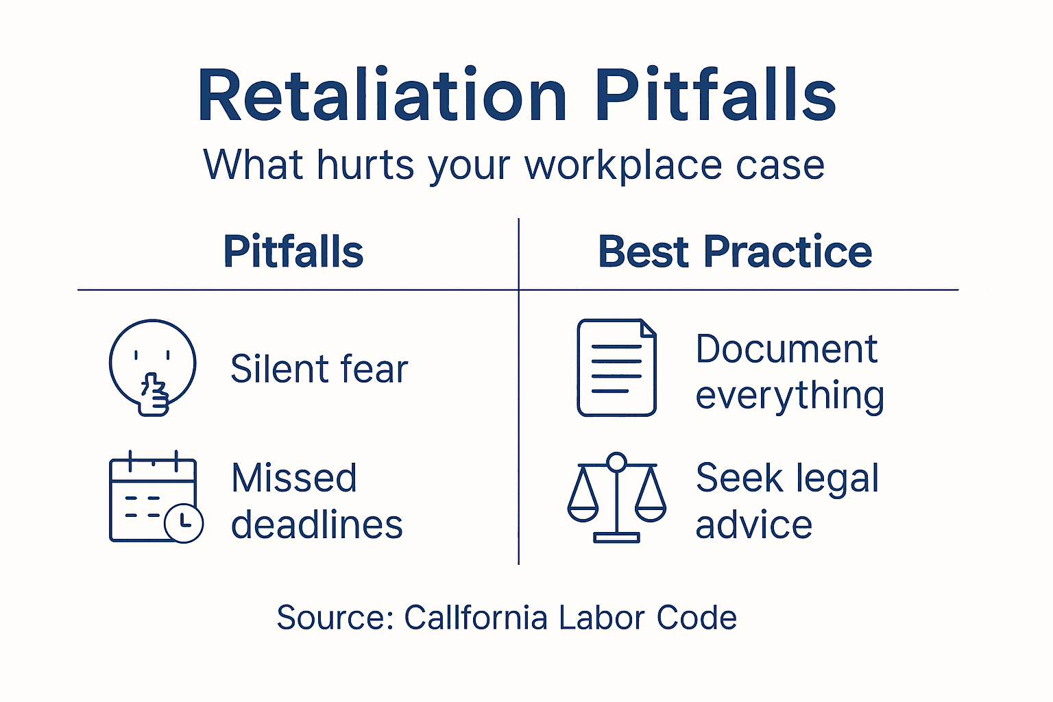Infographic on common retaliation case mistakes