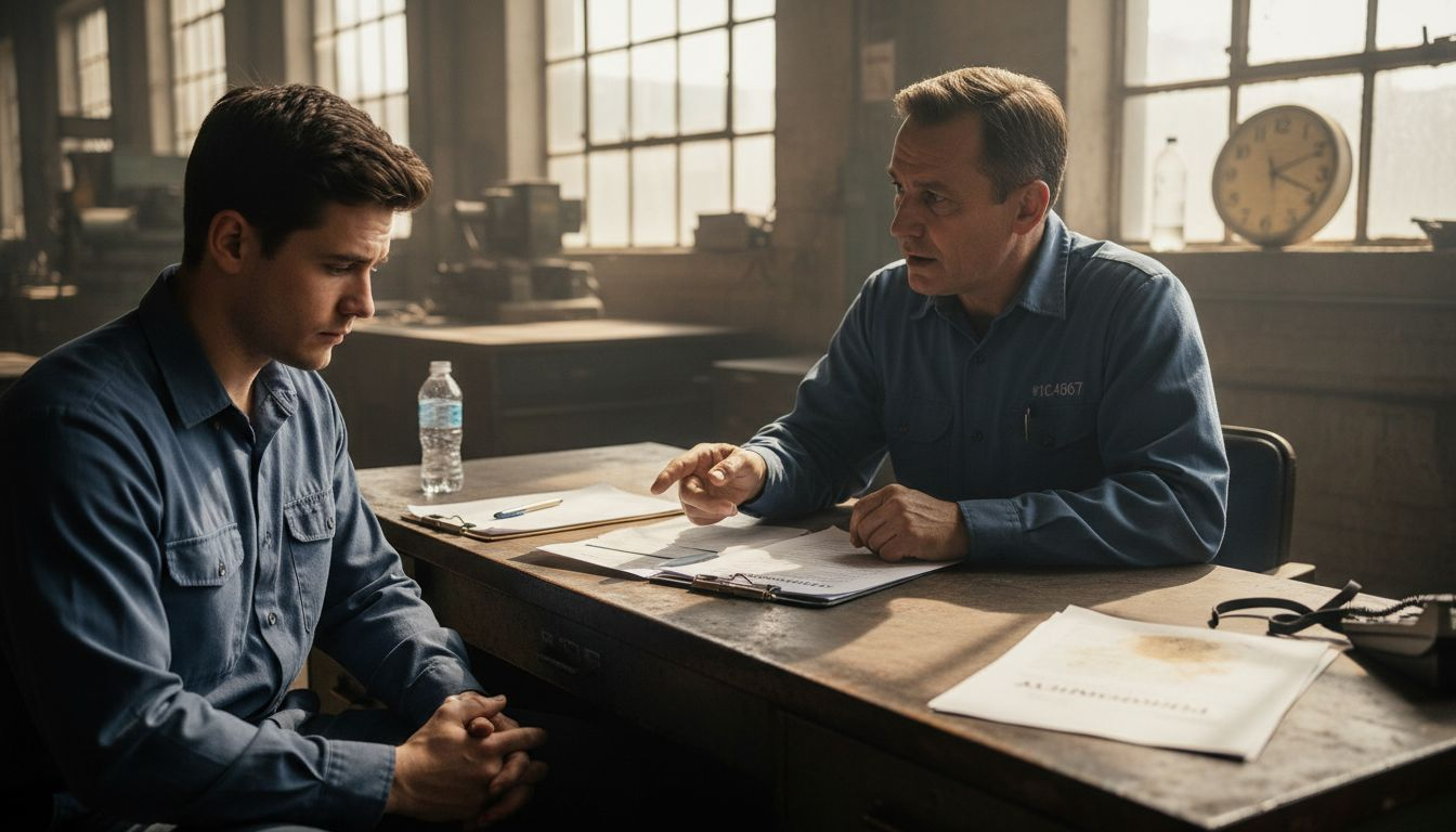 Supervisor confronting worker over paperwork