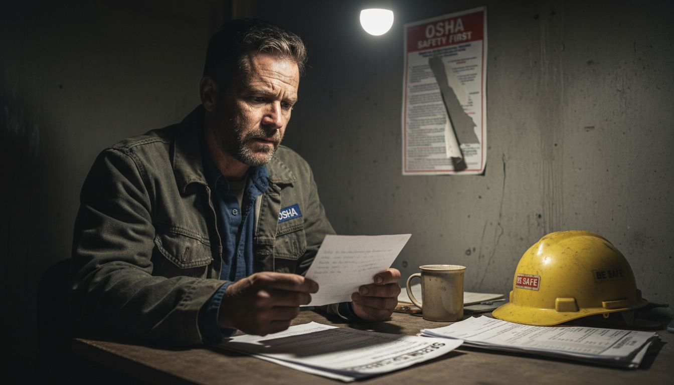 Worried worker reviewing retaliation letter