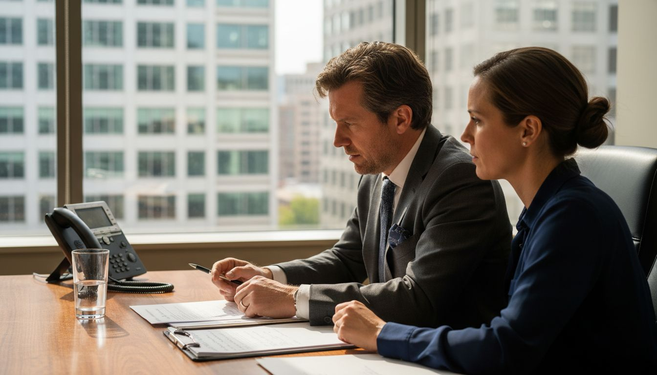 Attorney advising client on workplace disability case